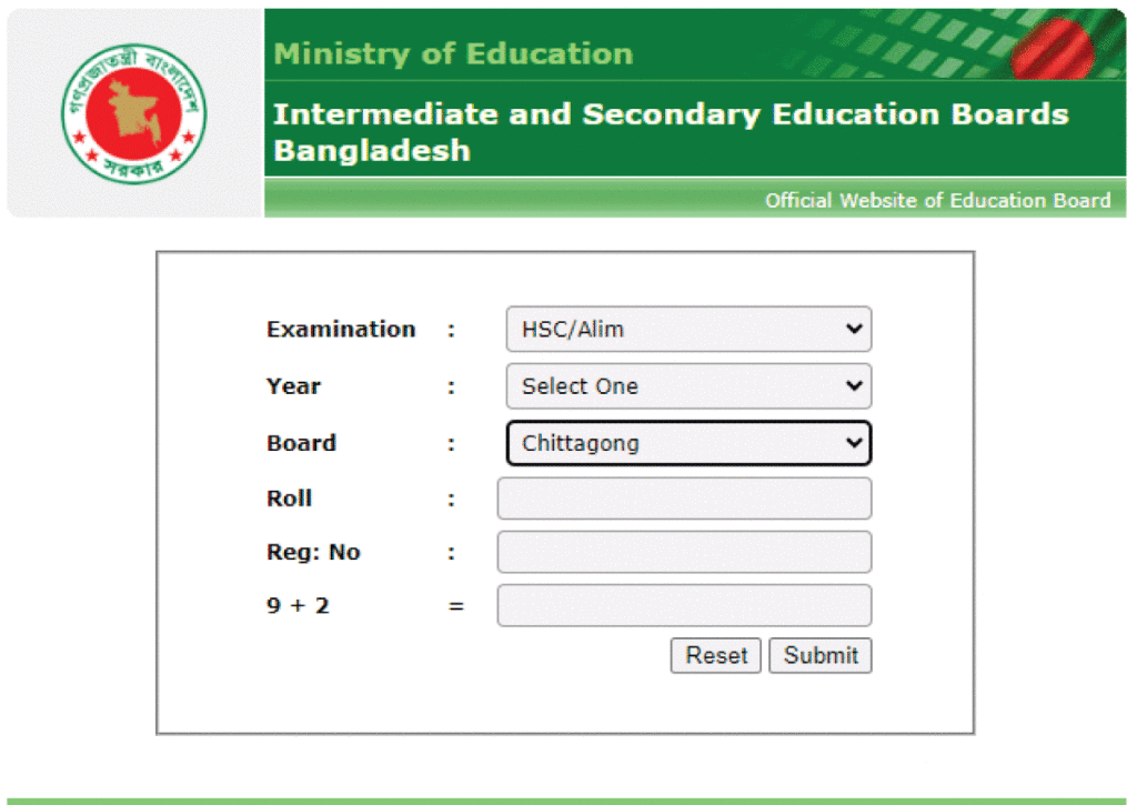 chittagong education board hsc result