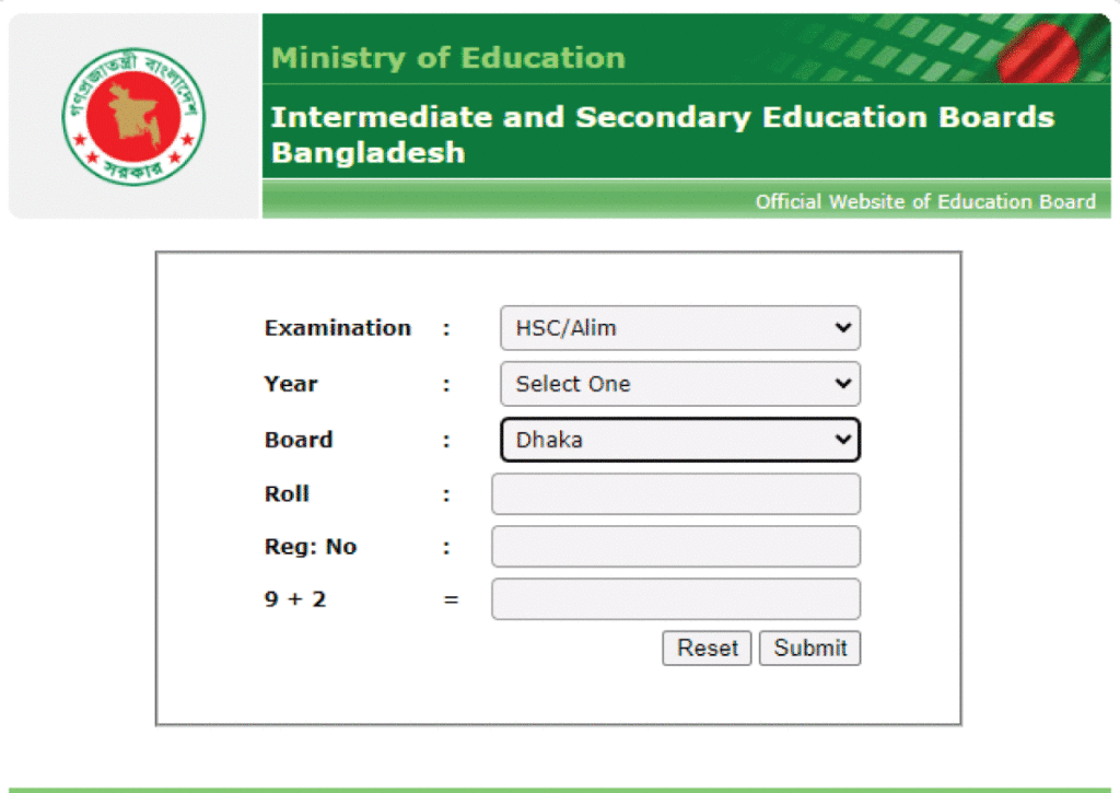 dhaka education board hsc result