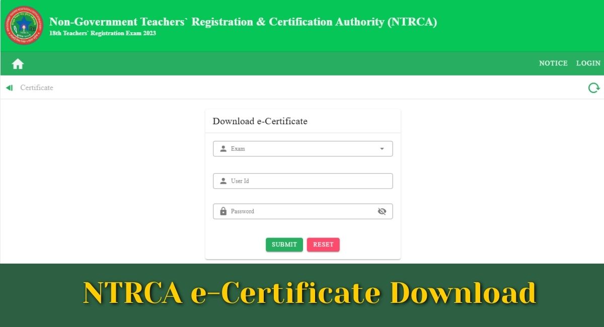 NTRCA e-Certificate Download