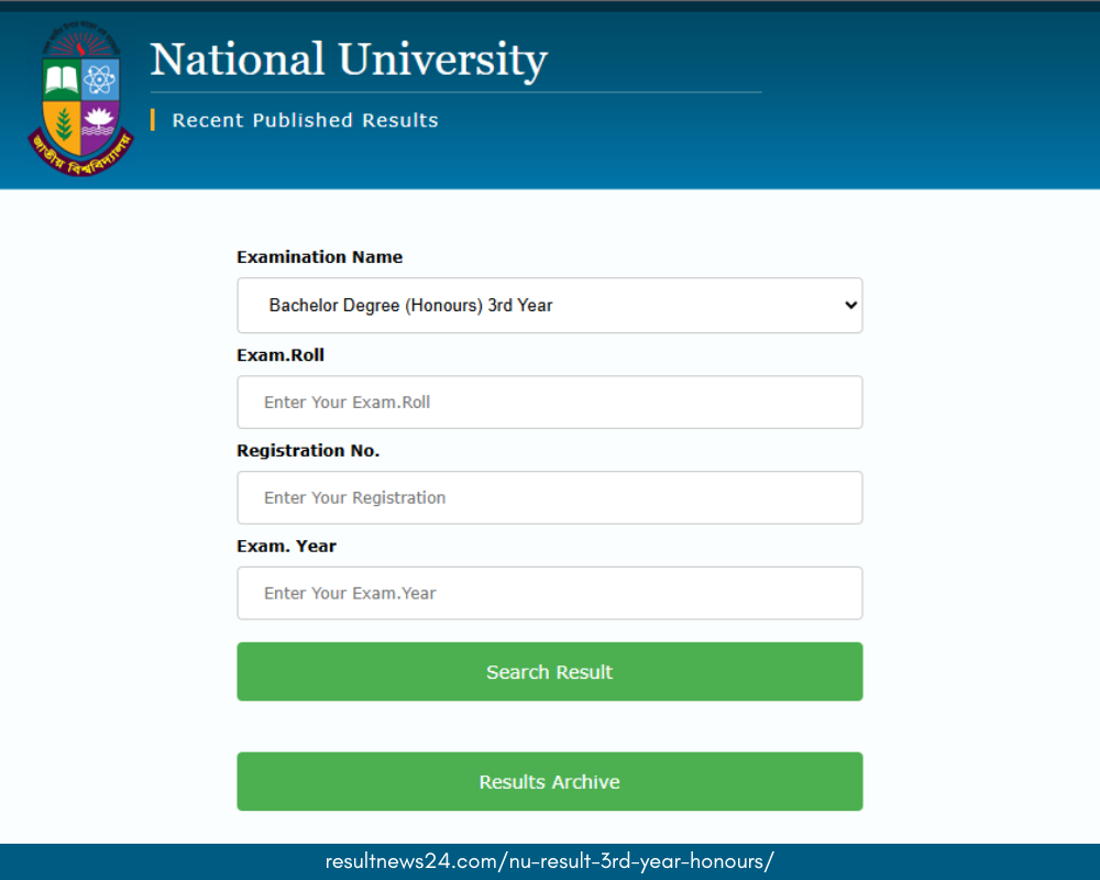 NU result 3rd year honours