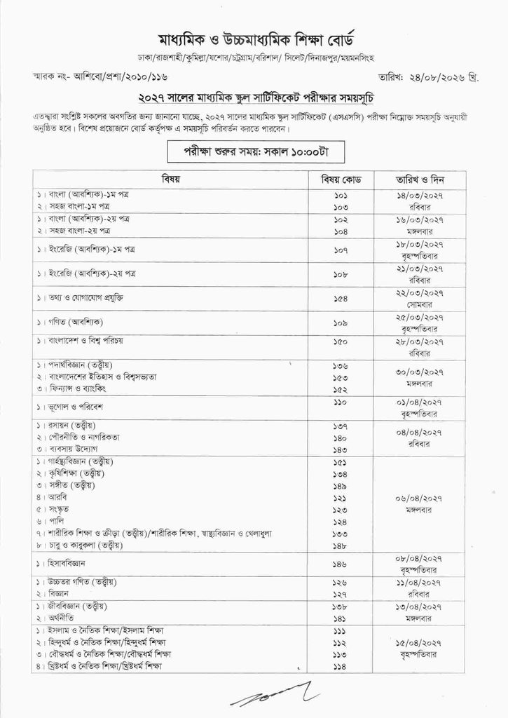 SSC Routine 2027 PDF 1